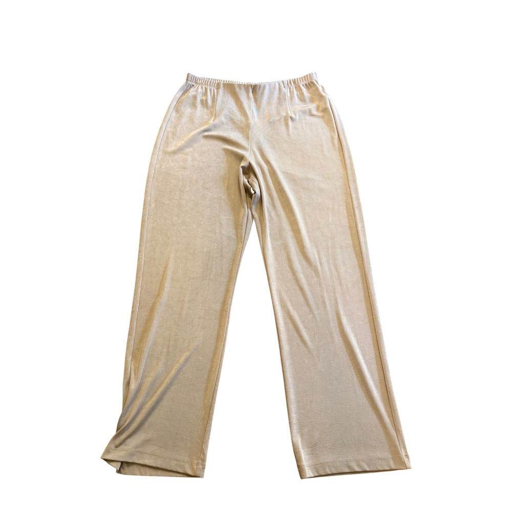 Chicos Travelers Tan Champagne Straight Leg Pants Womens Size 2 L Large